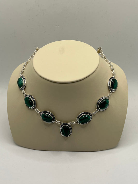 Silver Necklace in semi precious stones