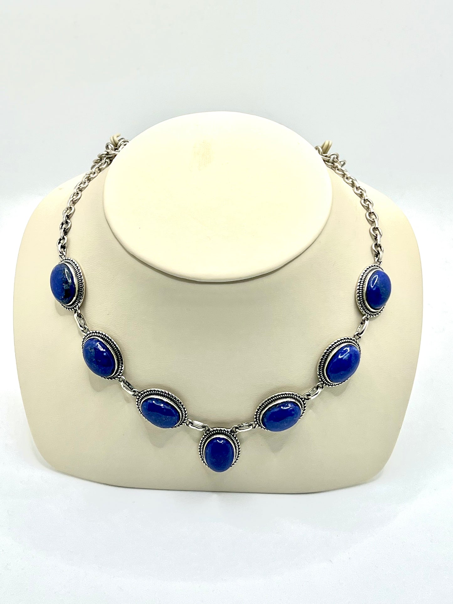 Silver Necklace in semi precious stones