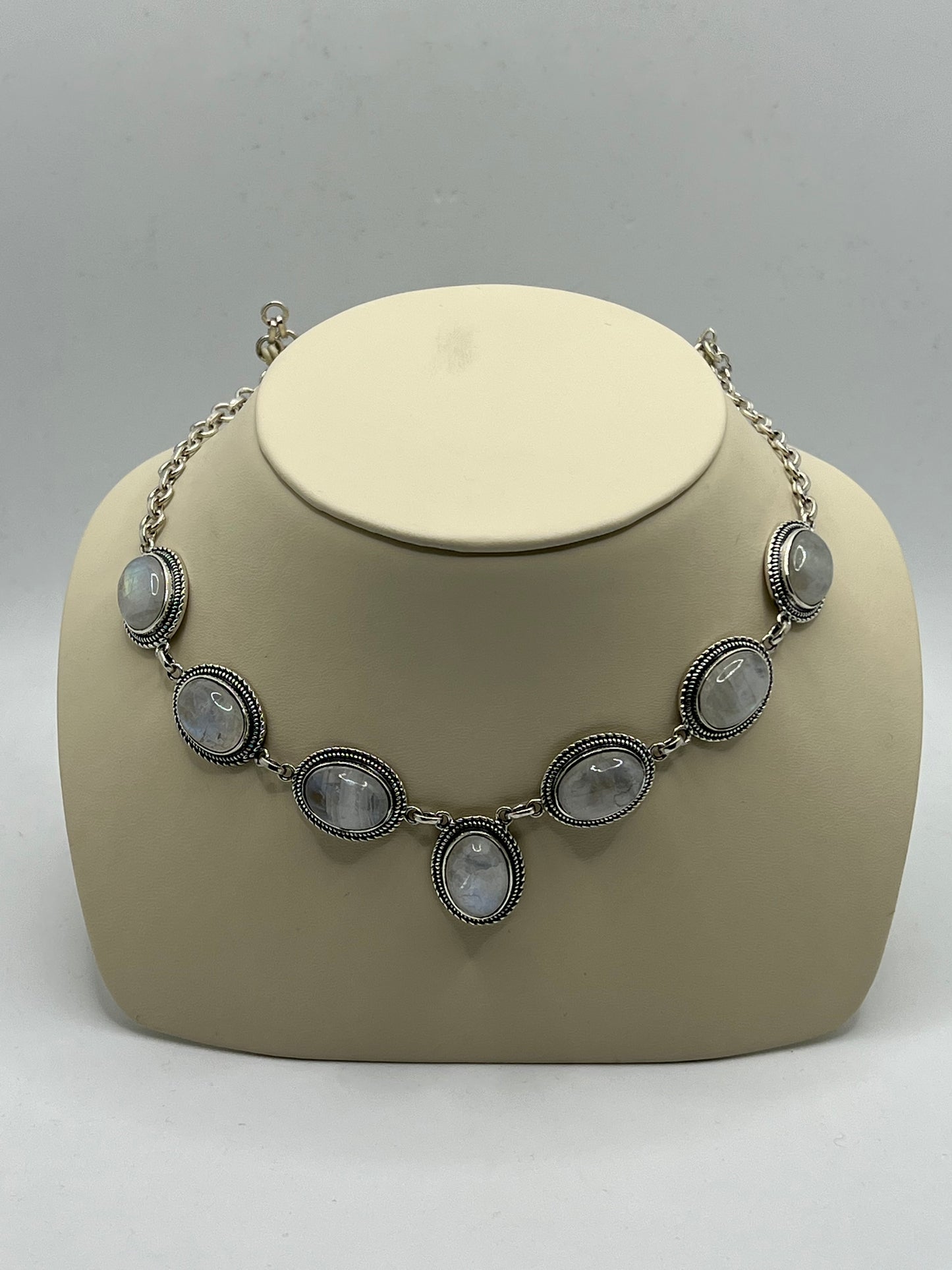 Silver Necklace in semi precious stones