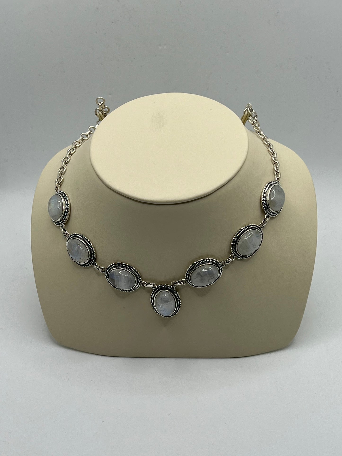Silver Necklace in semi precious stones