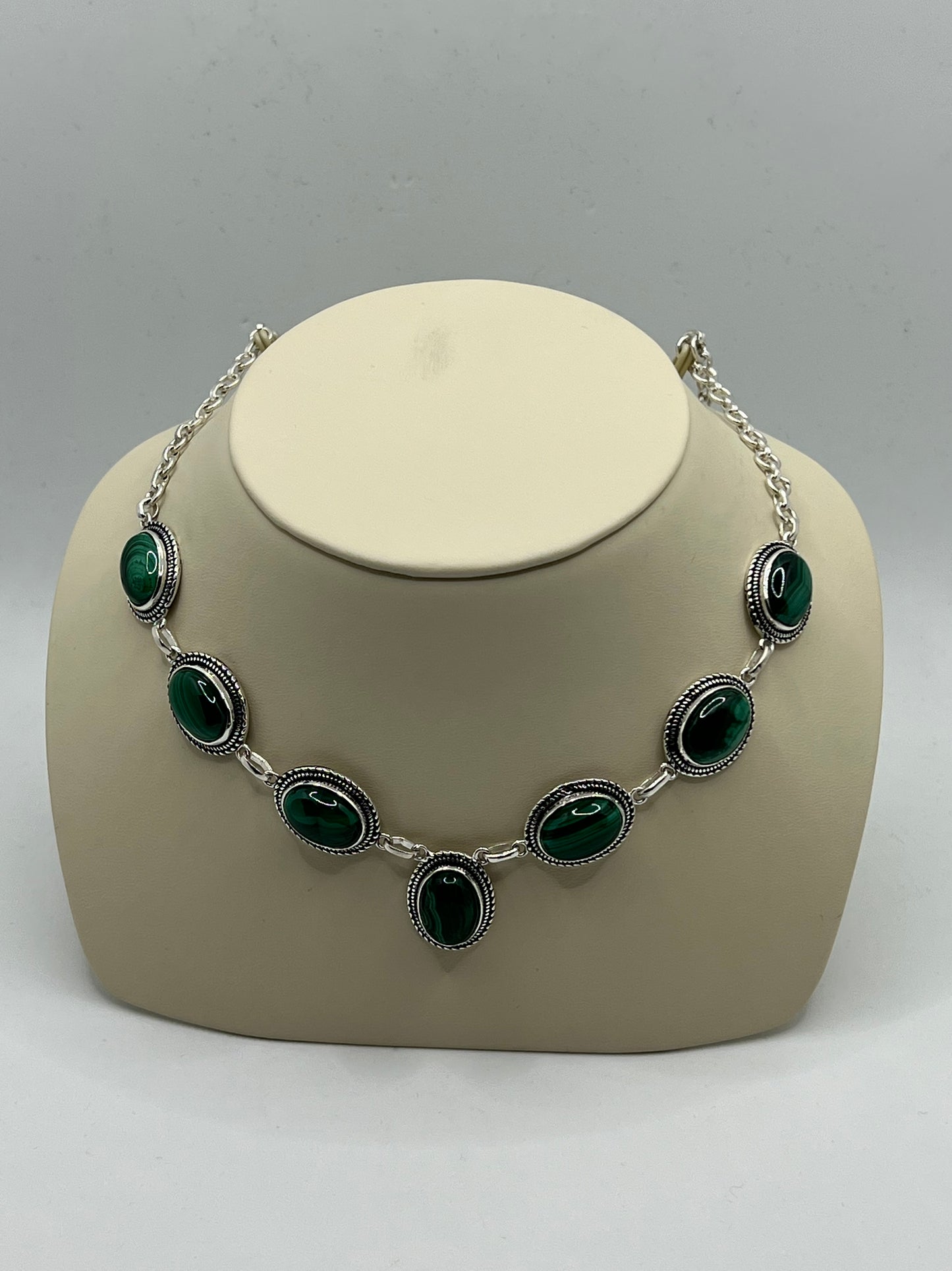 Silver Necklace in semi precious stones