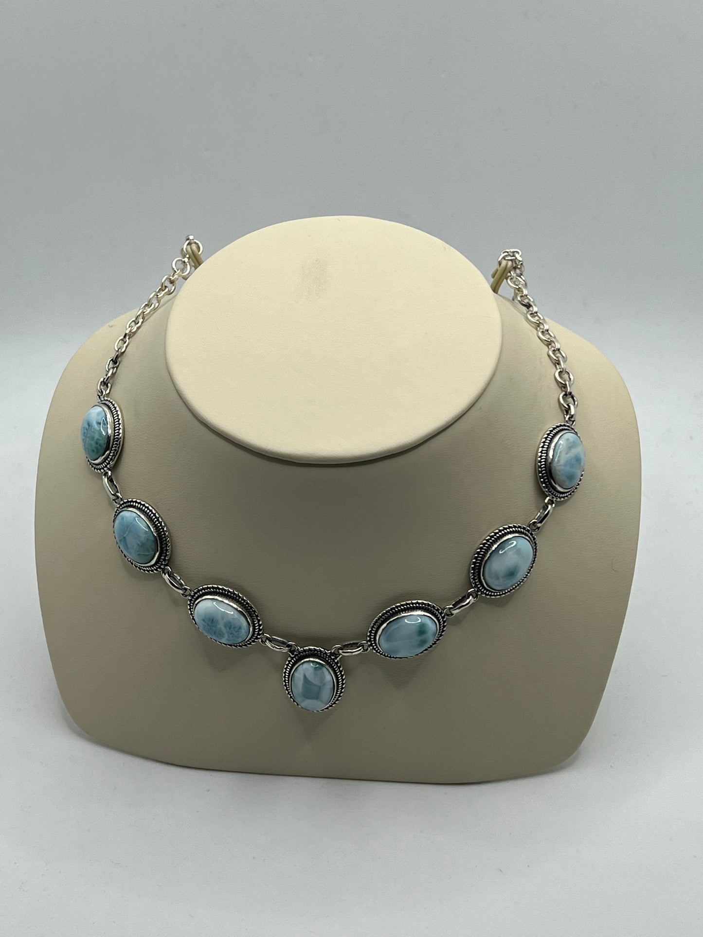 Silver Necklace in semi precious stones
