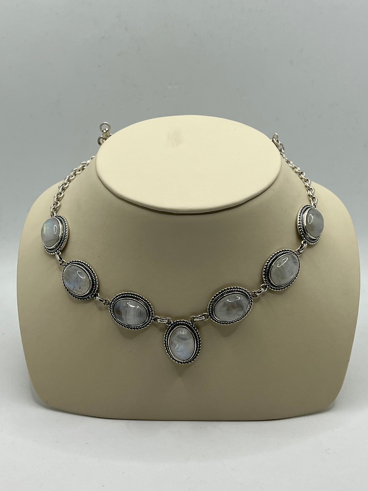 Silver Necklace in semi precious stones