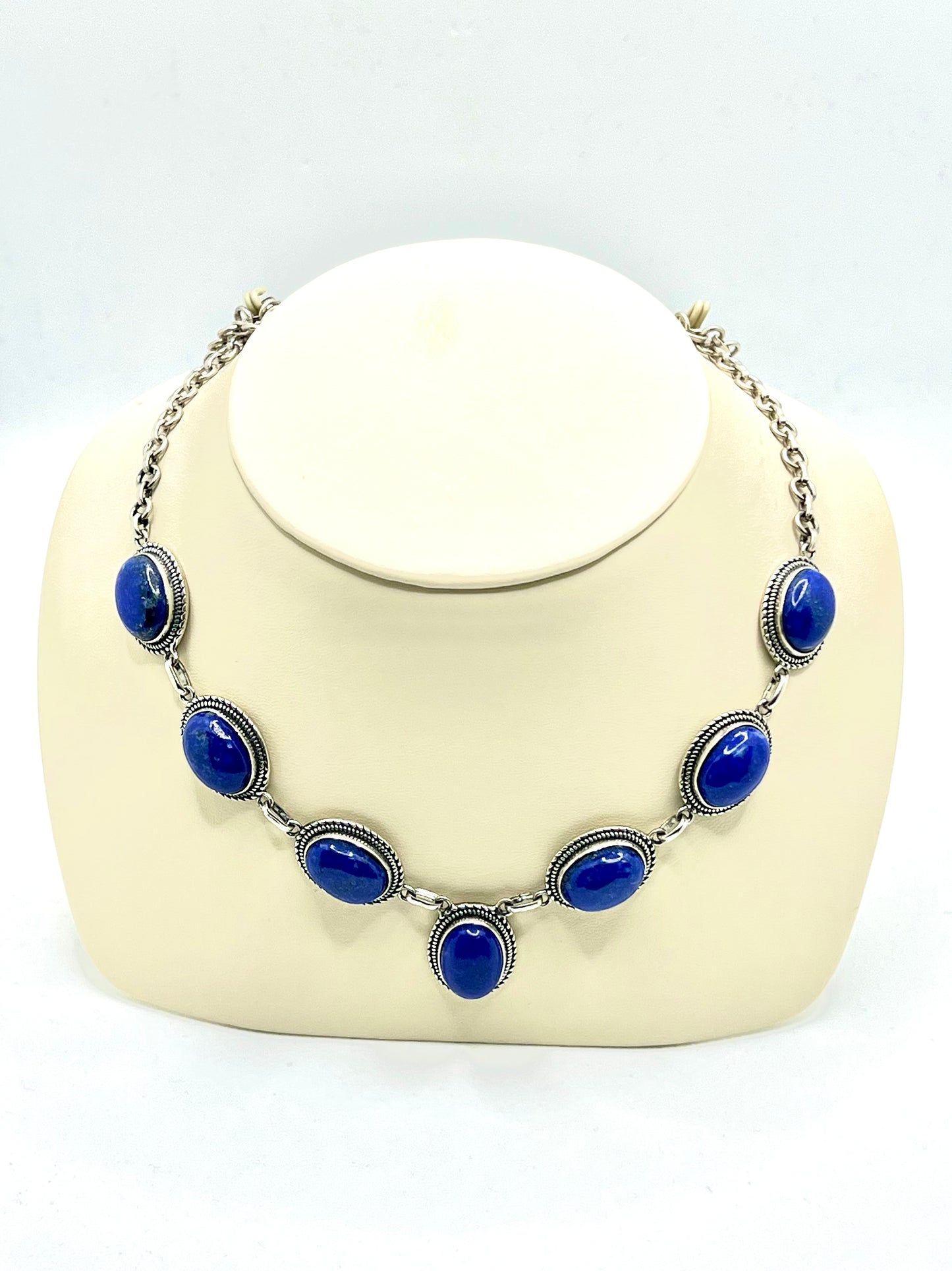 Silver Necklace in semi precious stones